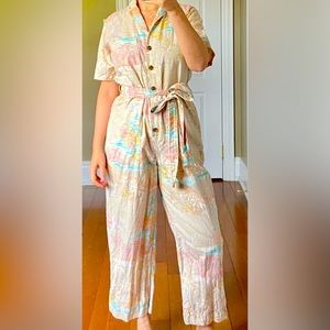 GAP Linen Tropical Print Jumpsuit